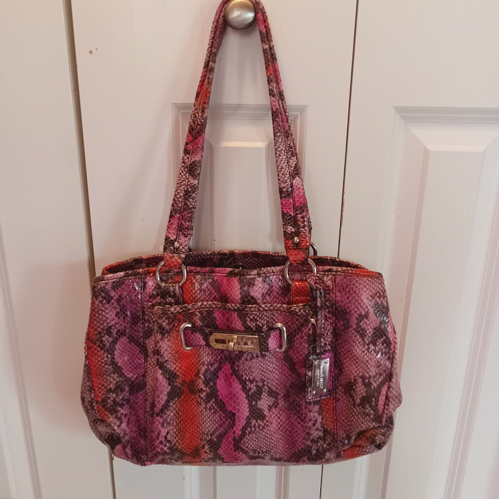 Nine West Bright Pink Snakeskin Shoulder Bag